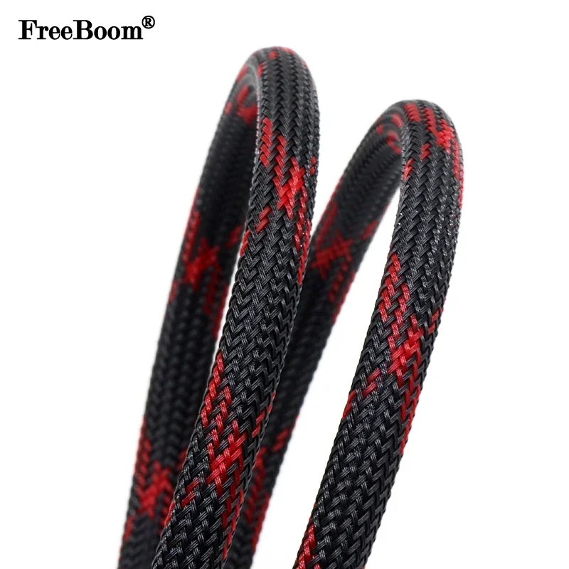 Cable Sleeve Braided - 1 ~ 50 м черно-красные перекрестные