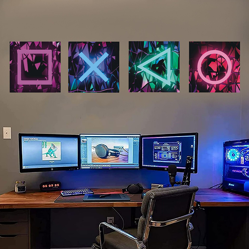 Gaming Accessories Wallpaper - 4 шт., детская игровая комната, украшение
