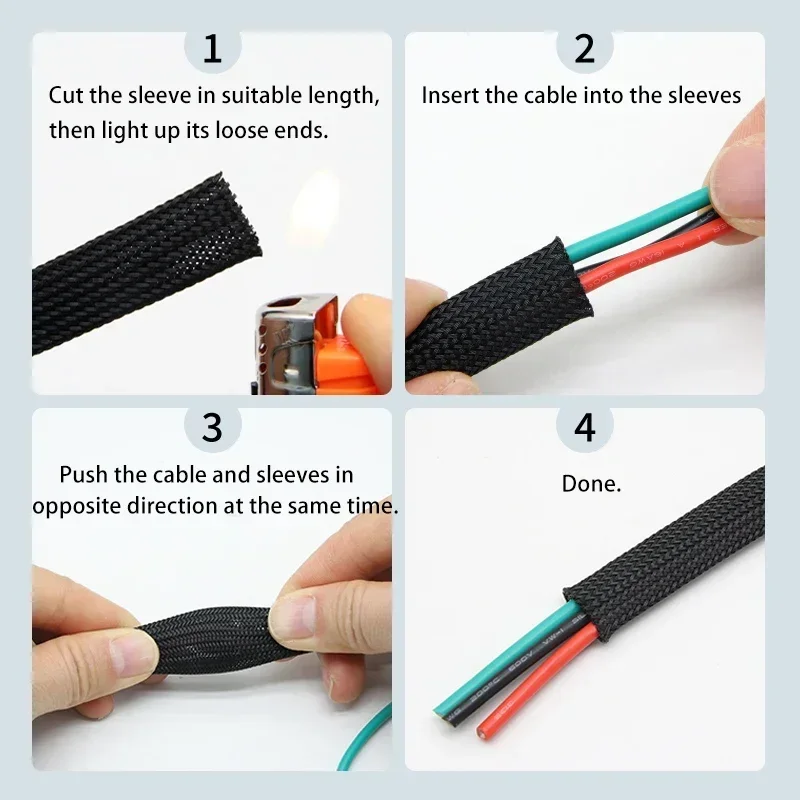 1 ~ 50 м черно-красные перекре – обзор и цена Cable Sleeve Braided